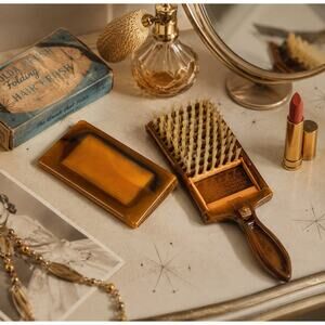 Vintage Folda-Brush Folding Hair Brush Japan Travel Vanity Purse Brush